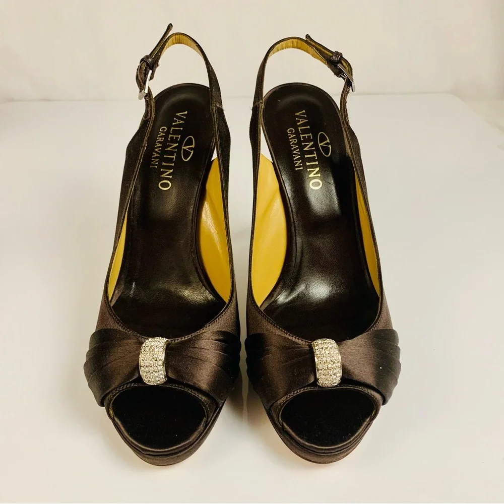 Valentino Slingback Brown Pumps Size 38.5 - Picture 2 of 10